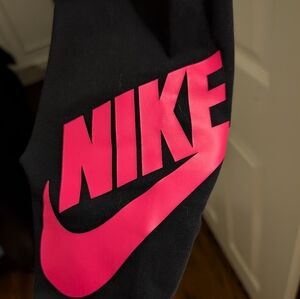 Nike Black and Hot Pink Logo Leggings Wms Small